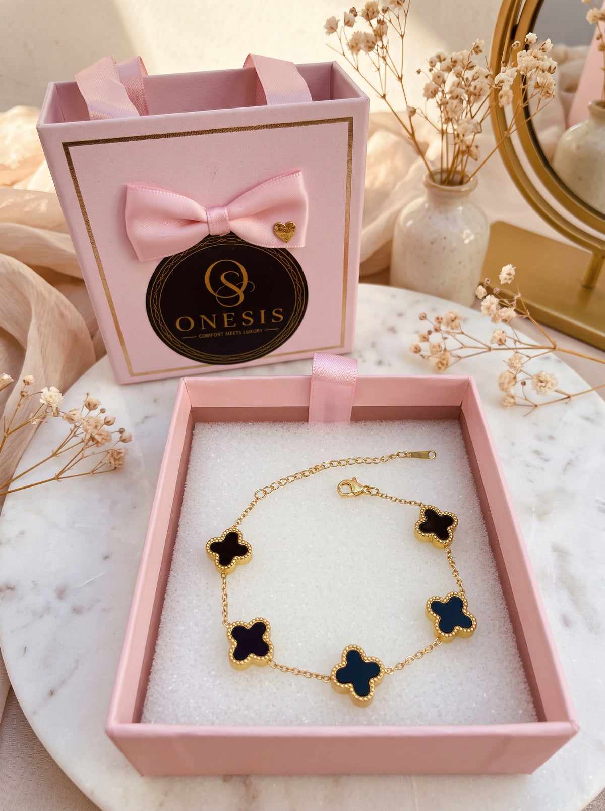 ✨ Brățară „Aura Negra” – Oțel Placat cu Aur 18K (5 Straturi)