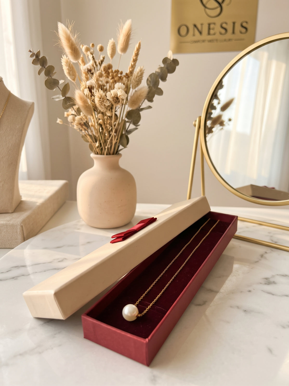 ✨ Colier „Perla Lumina” – Oțel Placat cu Aur 18K (5 Straturi)